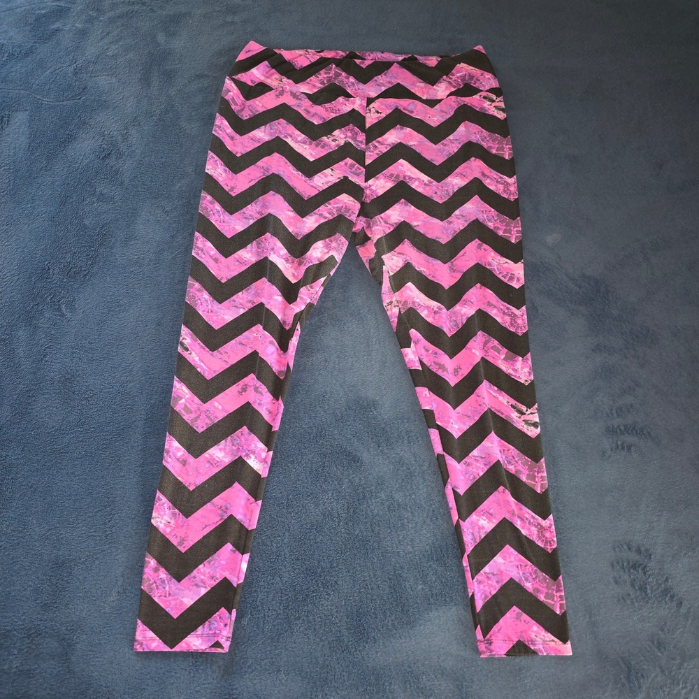 LuLaRoe Pink Purple Tie Dye Chevron Leggings Soft High Waisted Yoga Pants